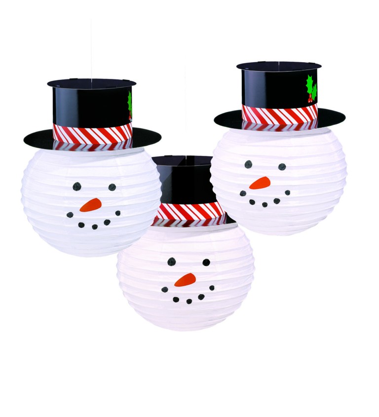 Vánoční lampióny - motiv sněhuláků