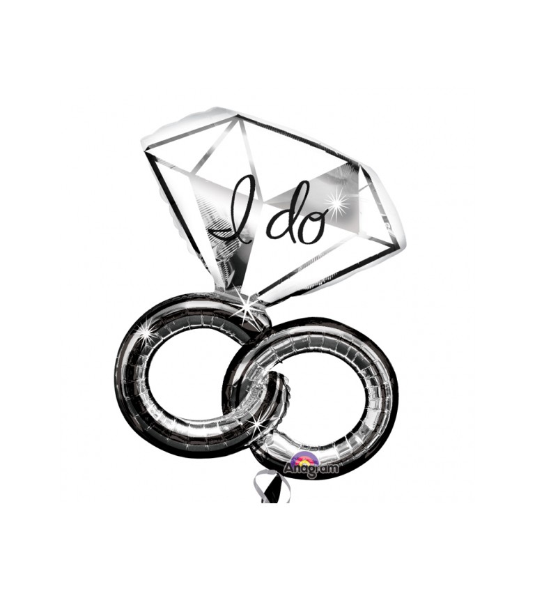 Fóliový balónek ve tvaru snubních prstenů a nápisem "I do".