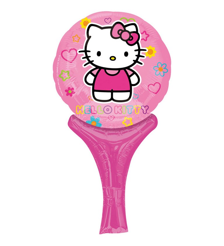 Fóliový balónek - růžové lízátko s Hello Kitty