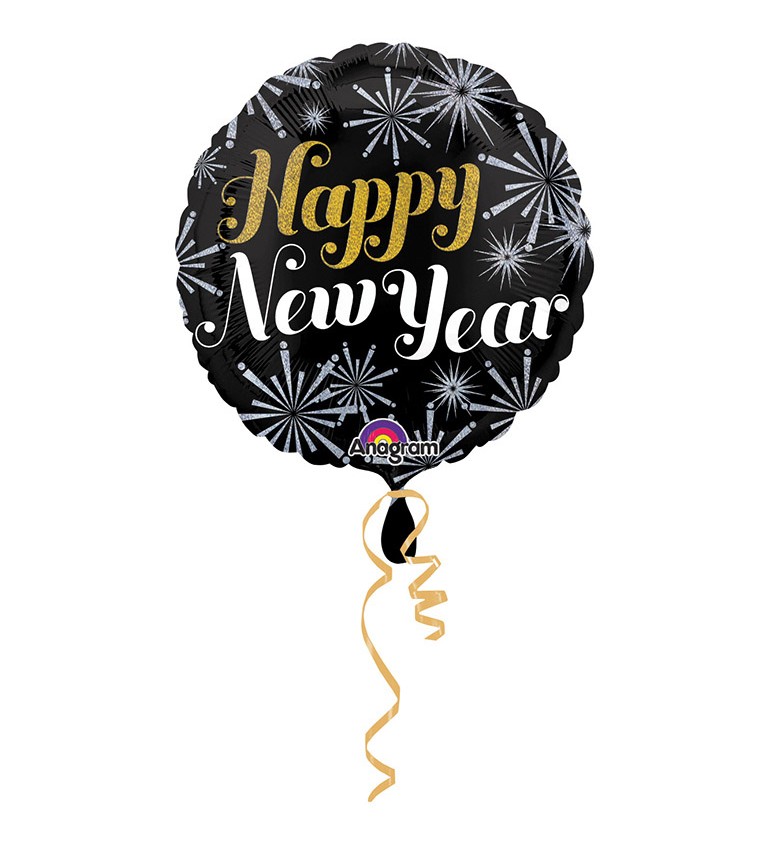 Fóliový balónek - kulatý s nápisem "Happy New Year"