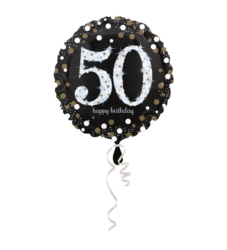 Zlato-stříbrný fóliový balónek s číslem 50