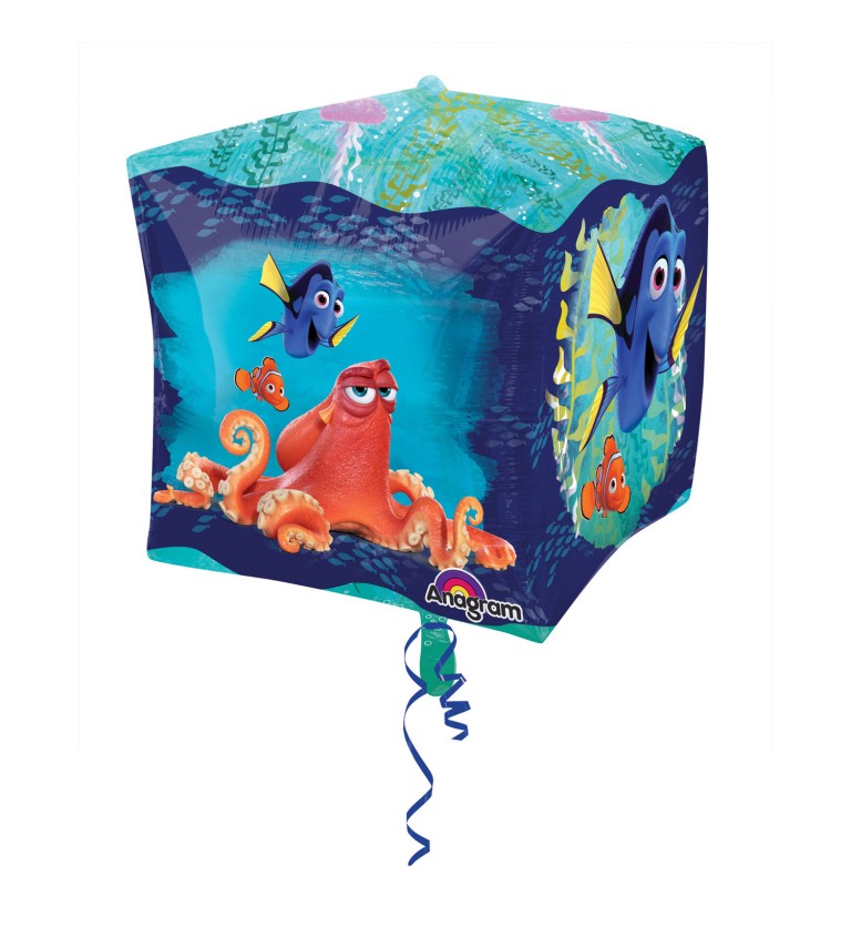 Fóliový balónek - tvar kostky s motivem Hledá se Nemo