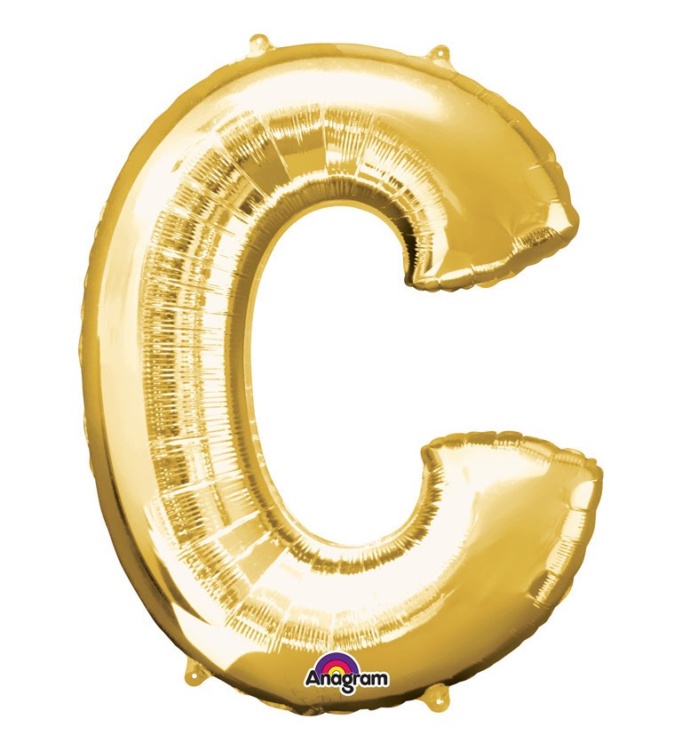 Zlatý fóliový balónek písmeno C