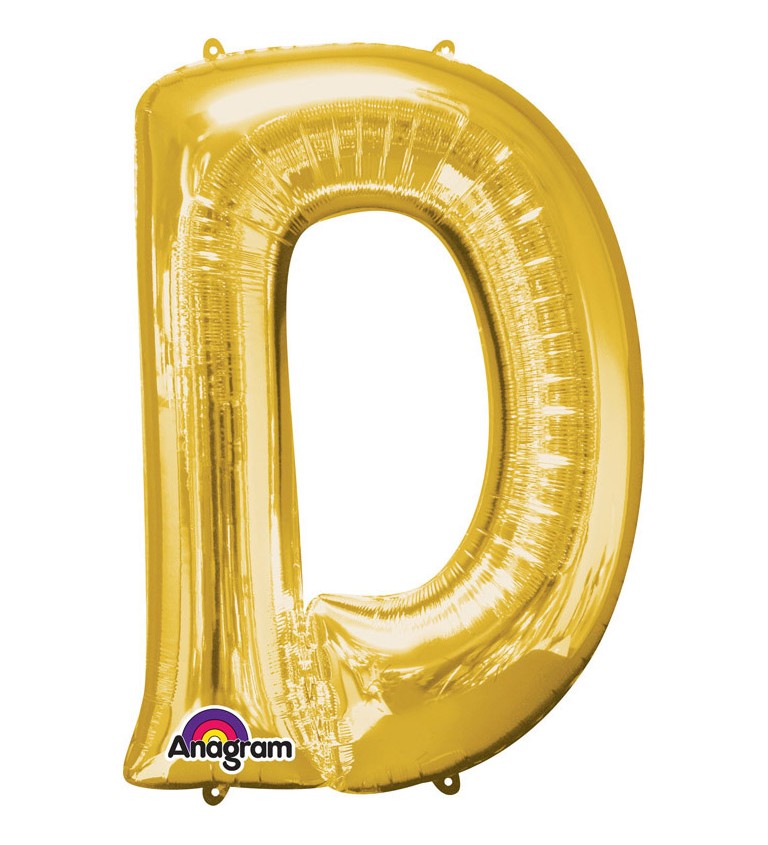 Zlatý fóliový balónek písmeno D