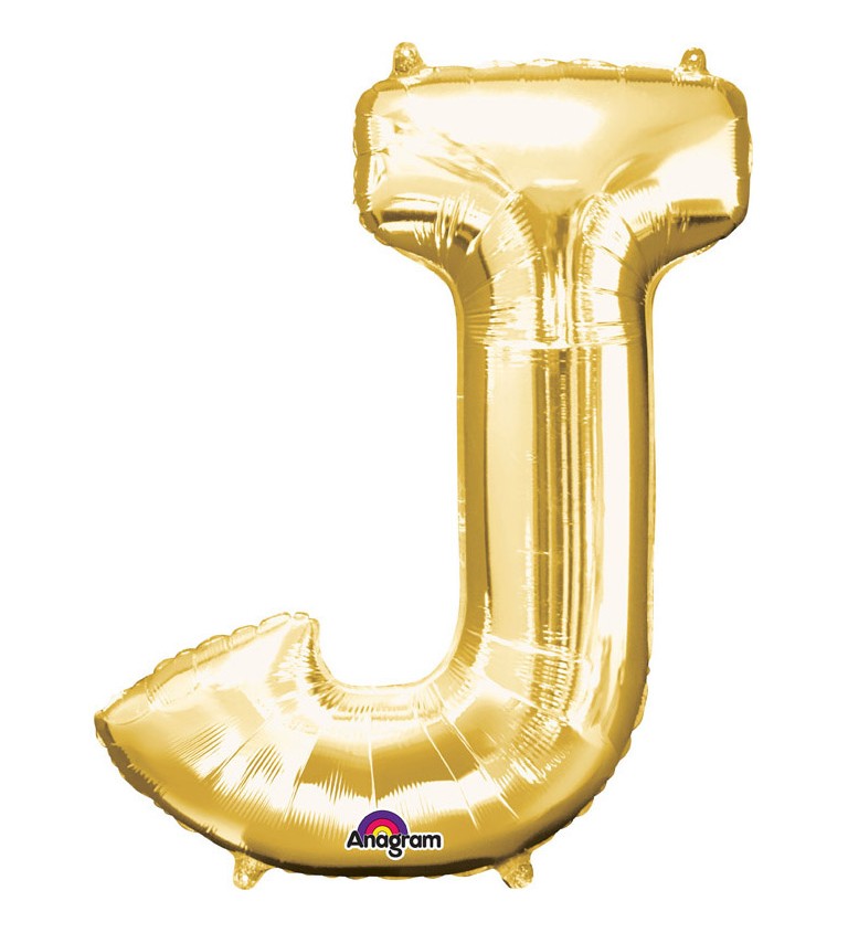 Zlatý fóliový balónek písmeno J