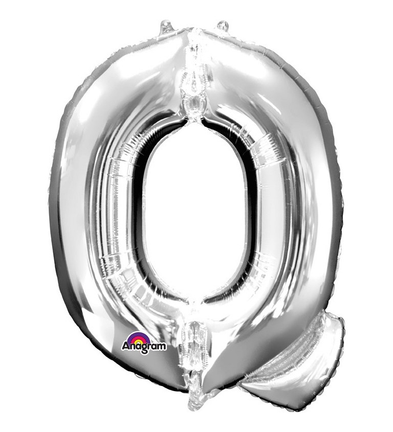 Stříbrný fóliový balónek písmeno Q