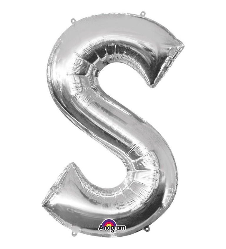 Stříbrný fóliový balónek písmeno S