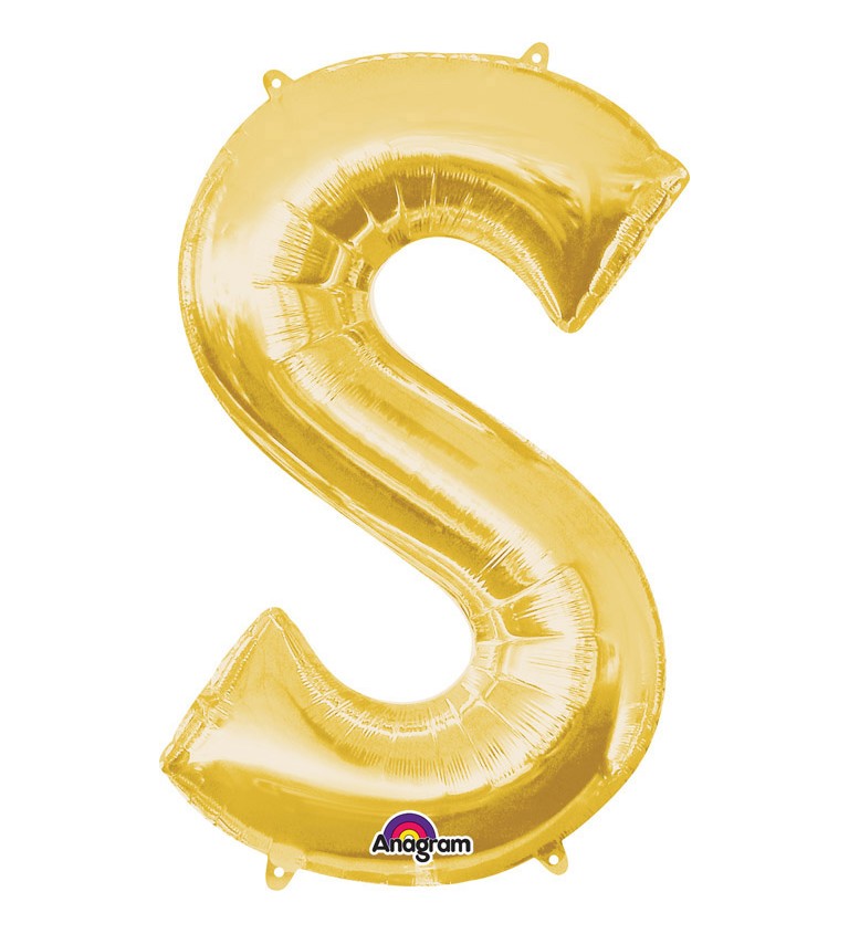 Zlatý fóliový balónek písmeno S