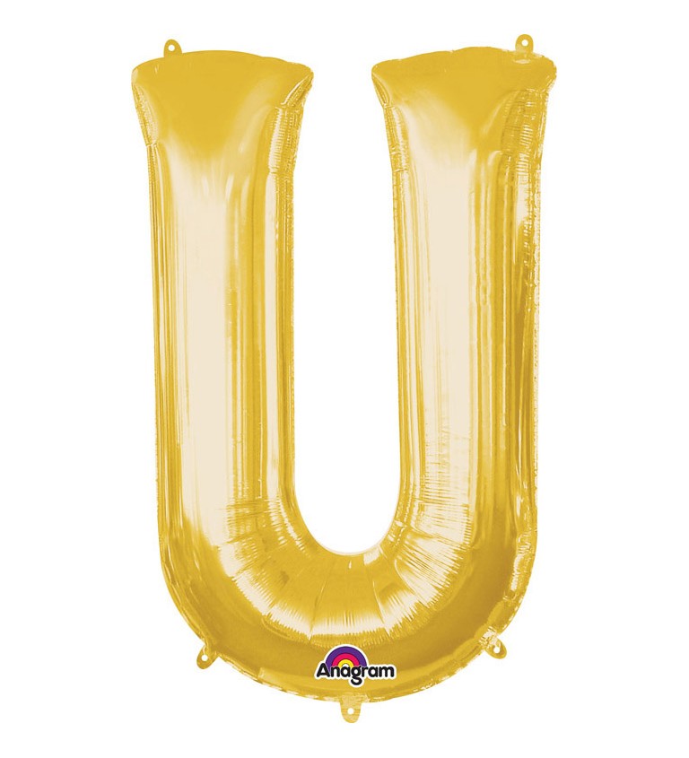 Zlatý fóliový balónek písmeno U