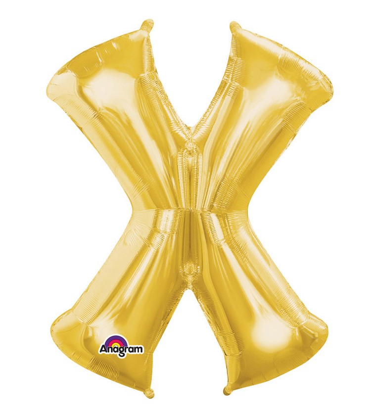 Zlatý fóliový balónek písmeno X