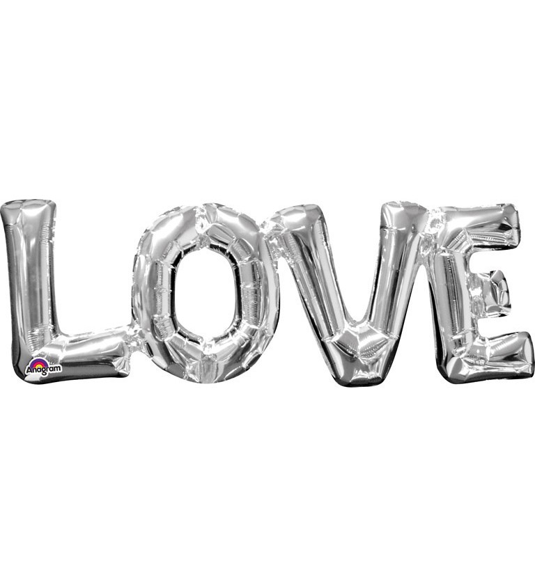 Fóliový balónek - stříbrný nápis "LOVE"