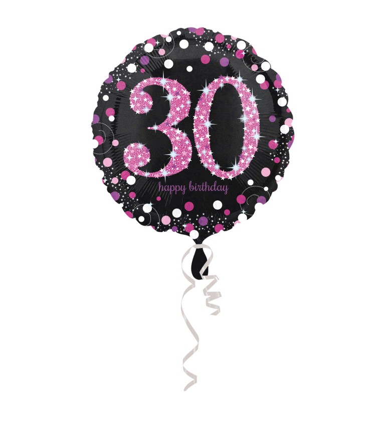Růžový fóliový balónek s číslem 30