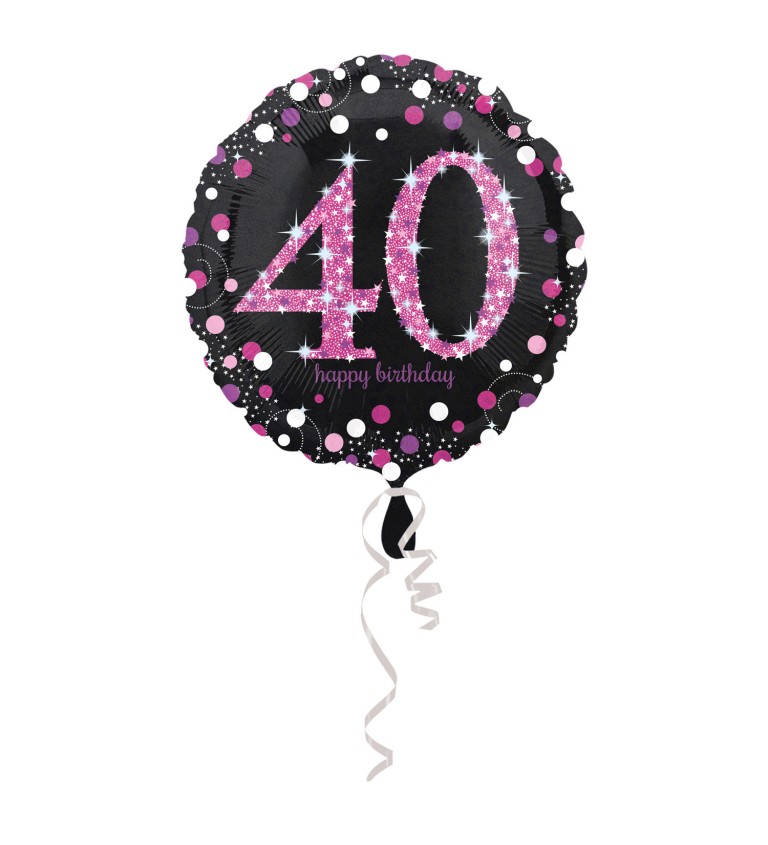 Růžový fóliový balónek s číslem 40