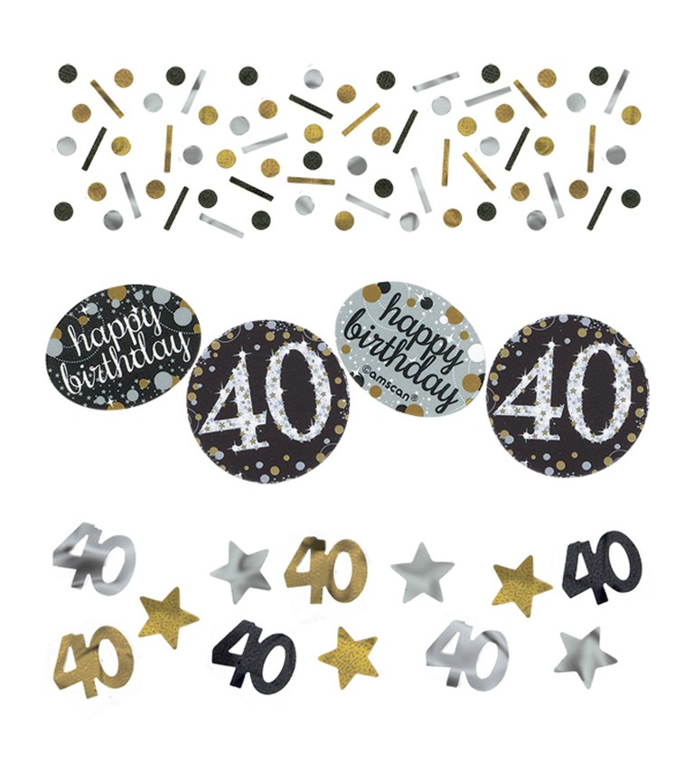 Zlato-stříbrné narozeninové konfety 40