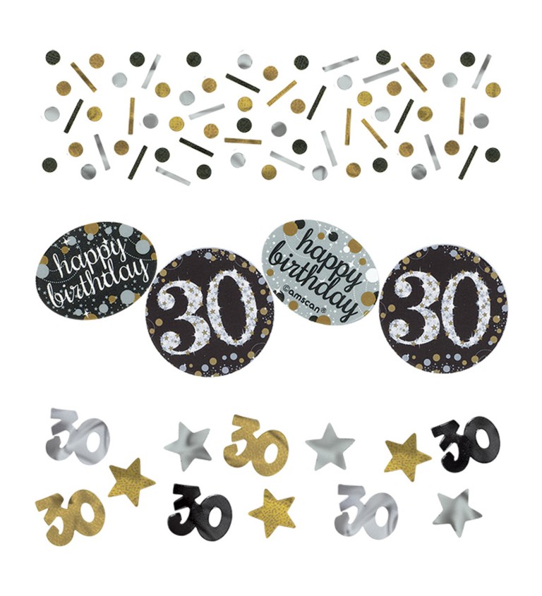Zlato-stříbrné narozeninové konfety 30