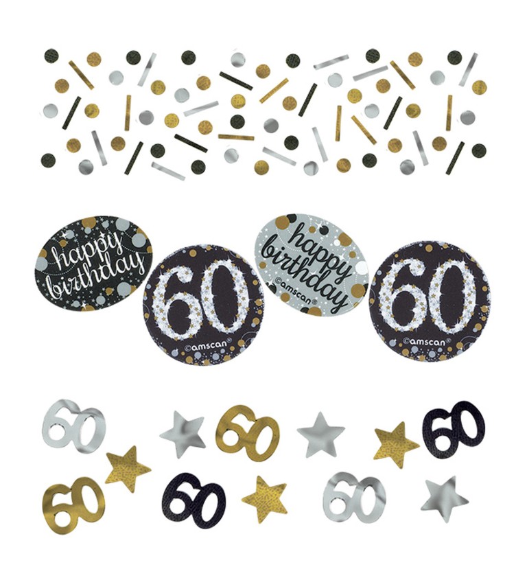 Zlato-stříbrné narozeninové konfety 60