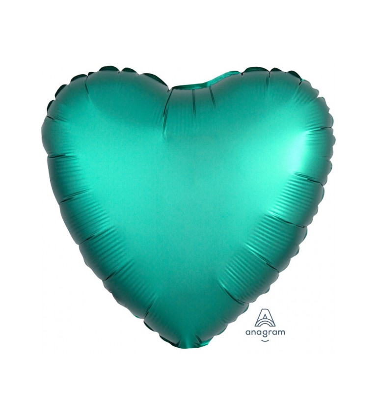 Fóliový balónek ve tvaru srdíčka ve smaragdově zelené barvě