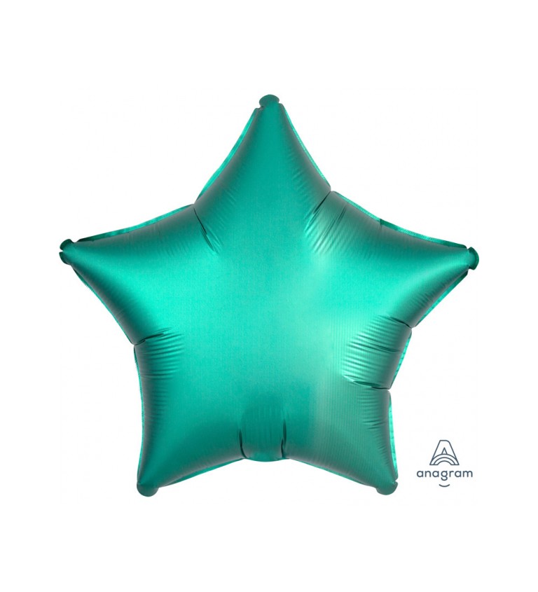 Fóliový balónek ve tvaru hvězdičky ve smaragdové barvě