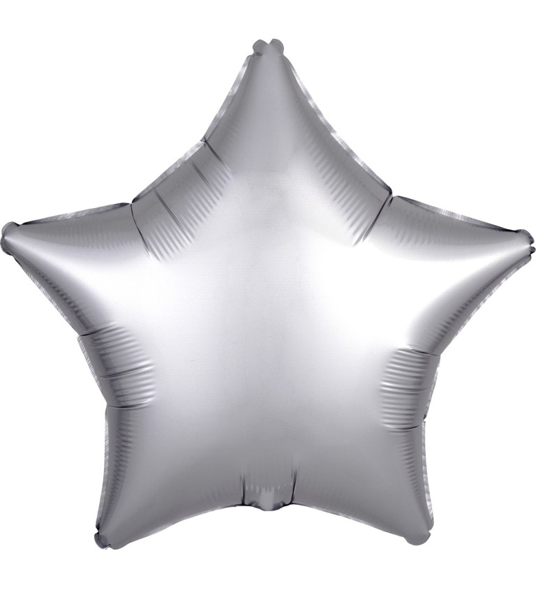 Fóliový balónek ve tvaru hvězdičky ve stříbrné barvě