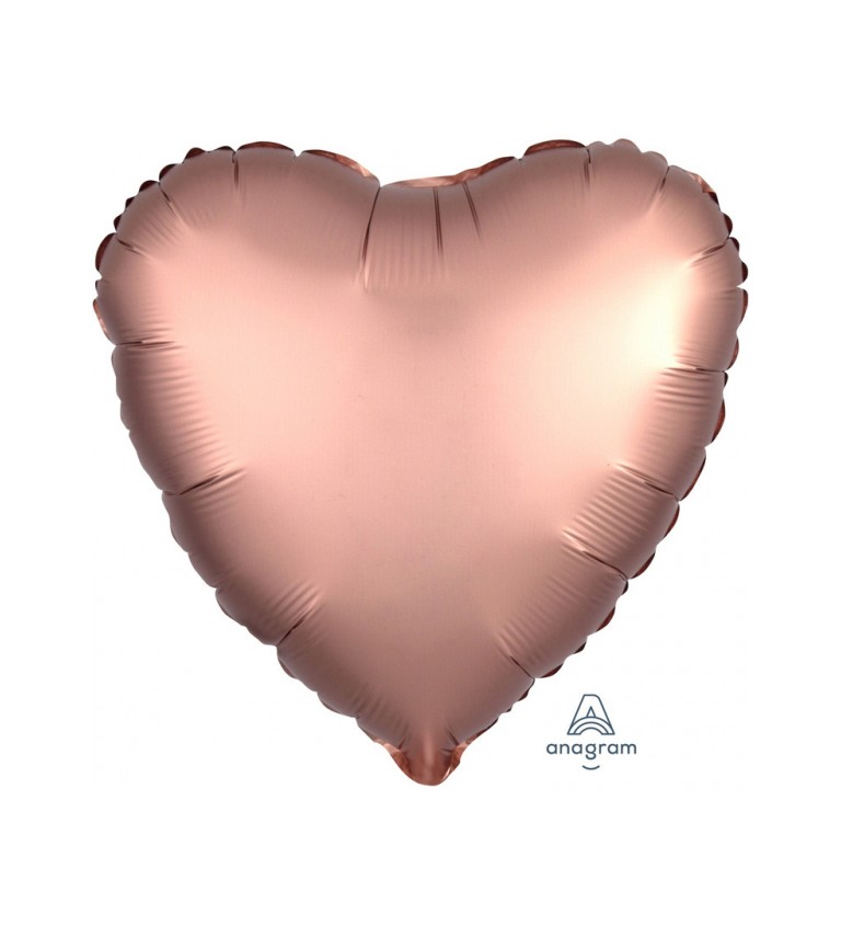 Fóliový balónek ve tvaru srdce v barvě růžového zlata