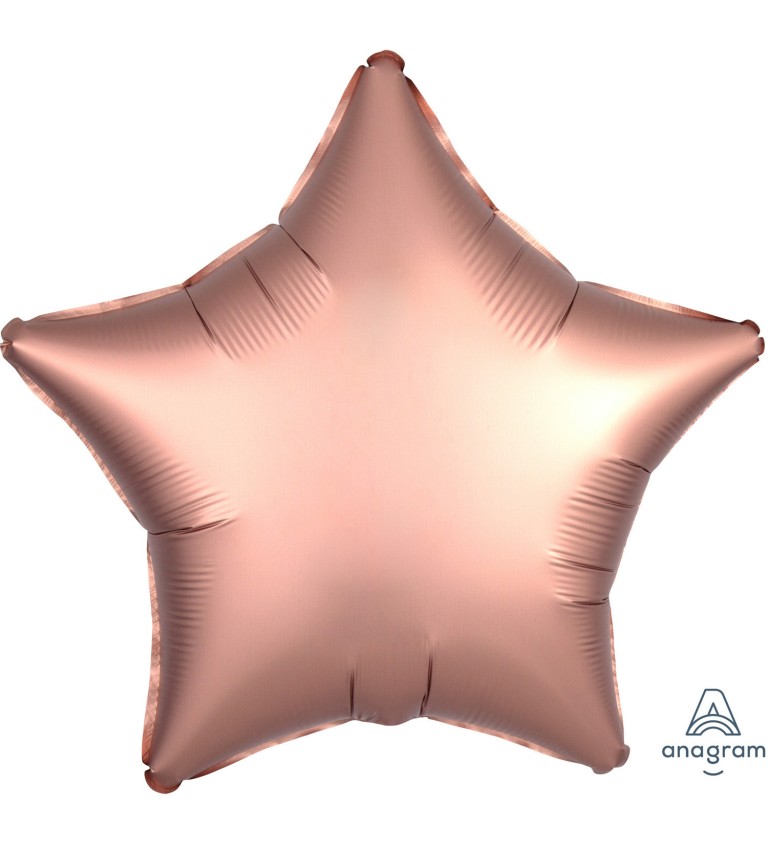Fóliový balónek ve tvaru hvězdičky v barvě růžového zlata