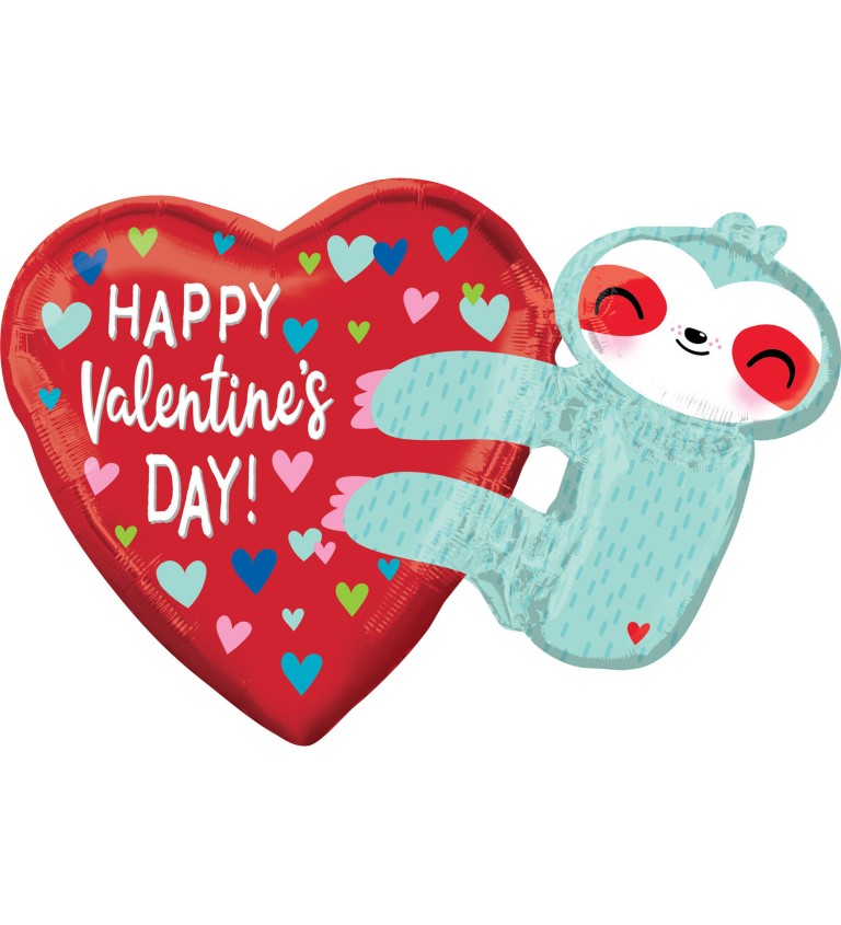 Balonek SuperShape Happy Valentines Day s lenochodem