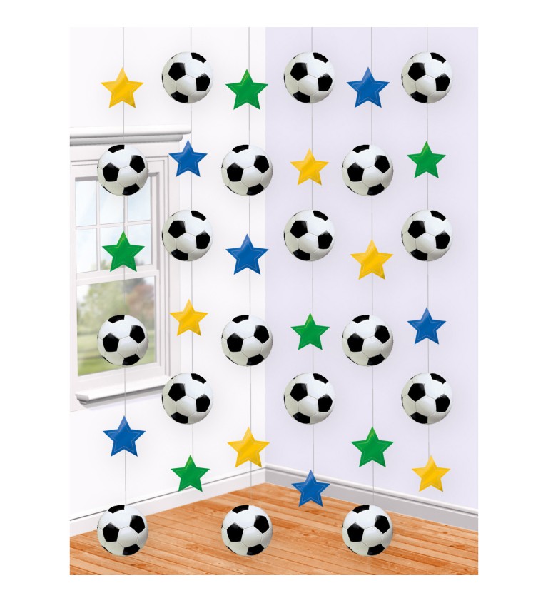 6 kusů závěsné dekorace fotbal