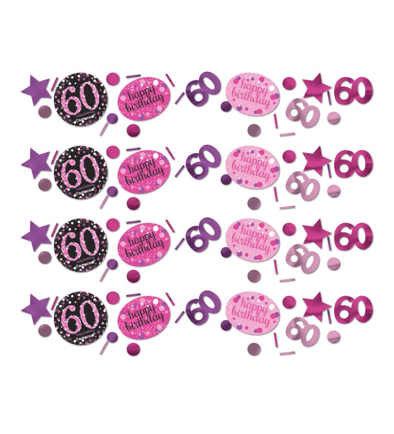 Růžové narozeninové konfety 60