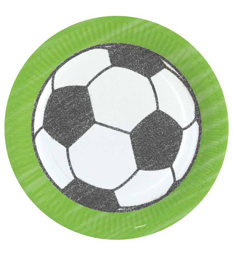 8 papírových talířků s fotbalovým míčem