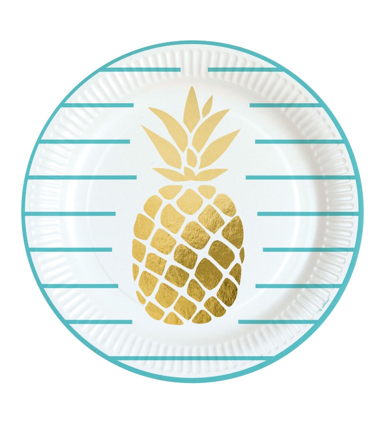 8 kusů talířků s ananasem Hello Summer