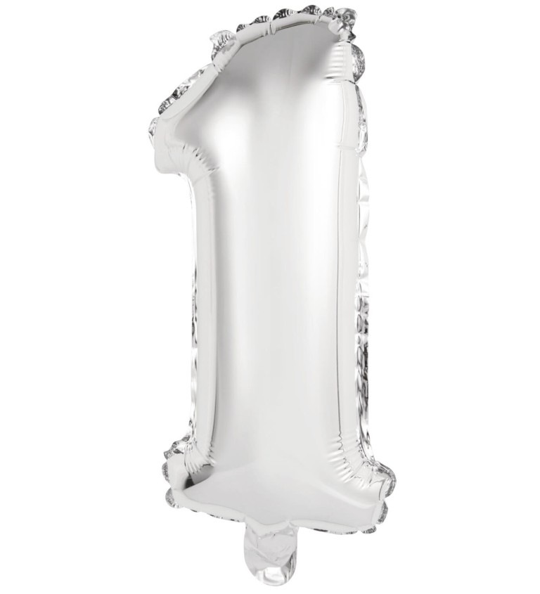 Stříbrný fóliový balónek číslo 1 - mini