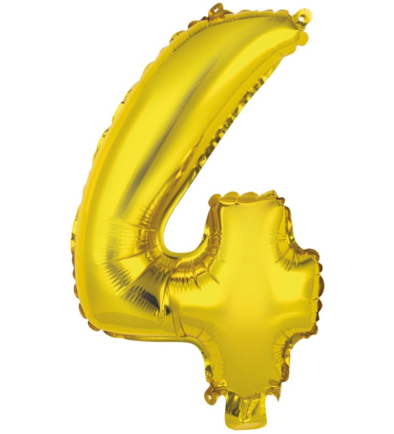 Zlatý fóliový balónek číslo 4 - mini