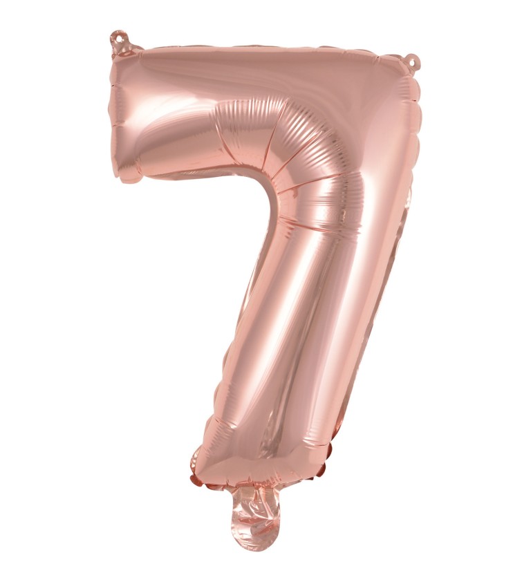 Růžové zlato fóliový balónek číslo 7 - mini