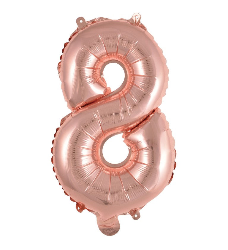 Růžové zlato fóliový balónek číslo 8 - mini