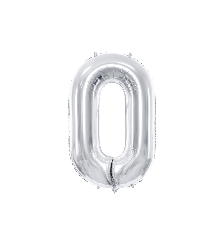Fóliový balónek číslo 0 - stříbrná