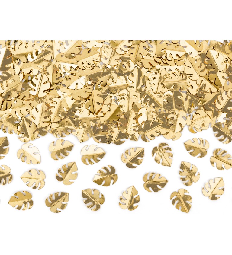 Konfety metalické Listy - zlaté