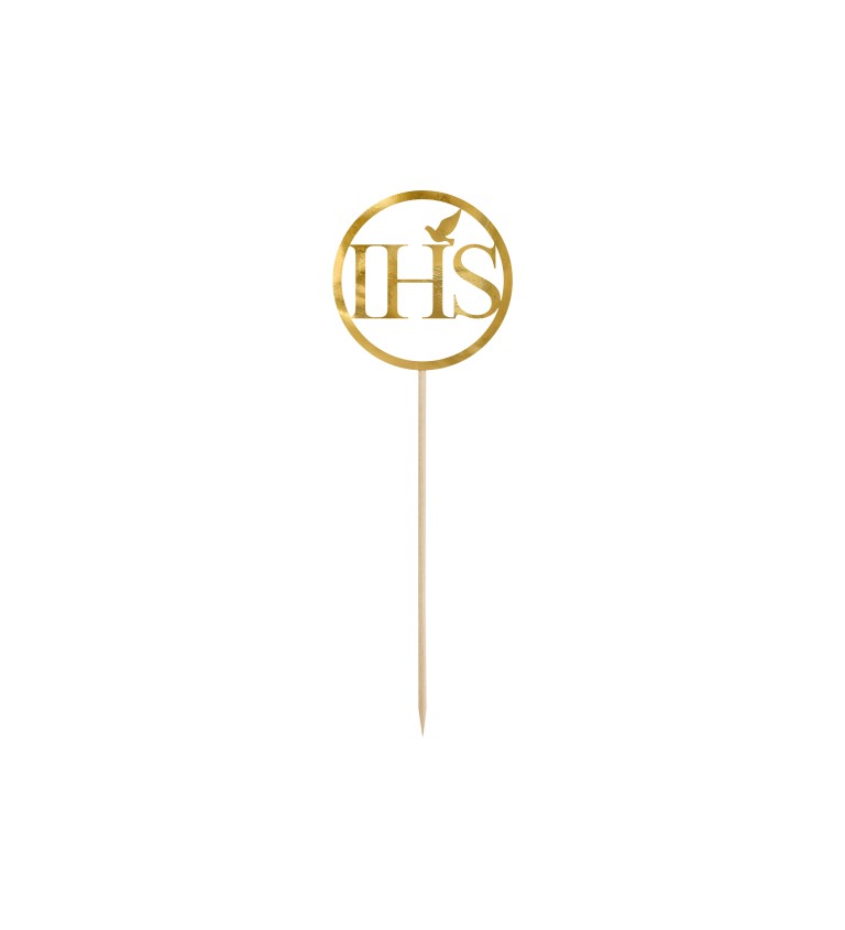 Stylový nápis na dort "IHS" ve zlaté barvě