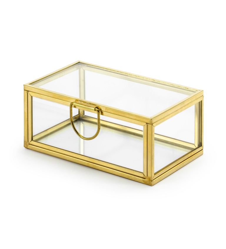 Zlatá skleněná krabička na prstýnky