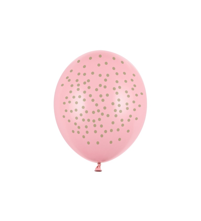 Balonky světlé růžové s puntíky 6ks
