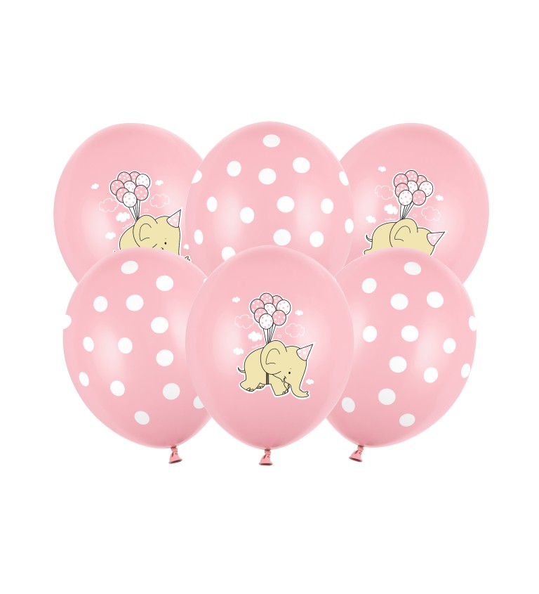 Růžové balonky s potiskem slona