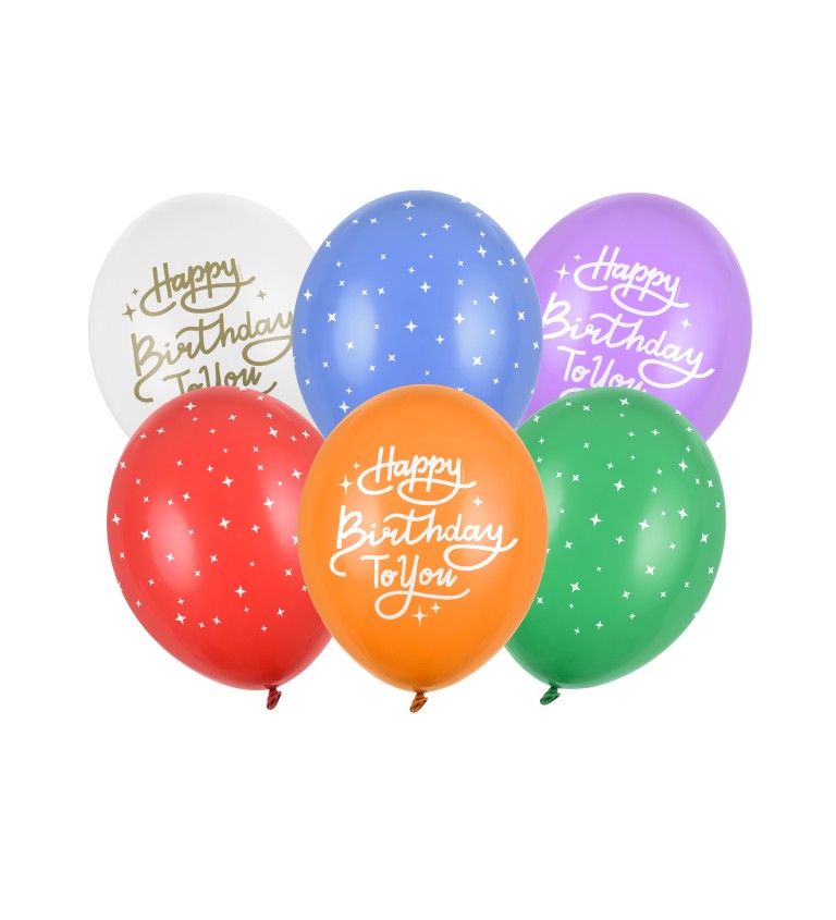 Latexové balónky Happy Birthday mix