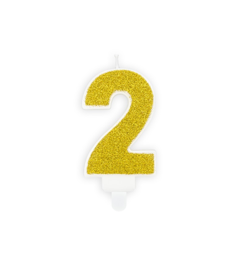 Zlatá svíčka ve tvaru čísla 2