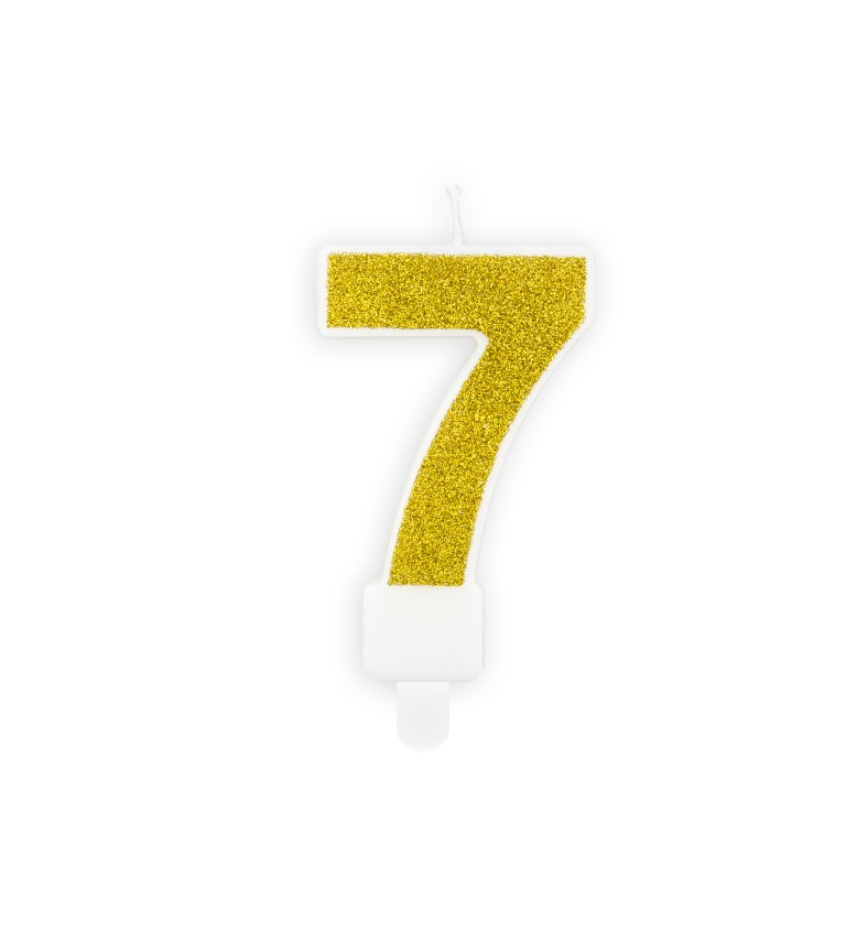 Zlatá svíčka ve tvaru čísla 7