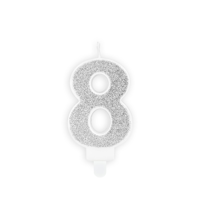 Stříbrná svíčka ve tvaru čísla 8