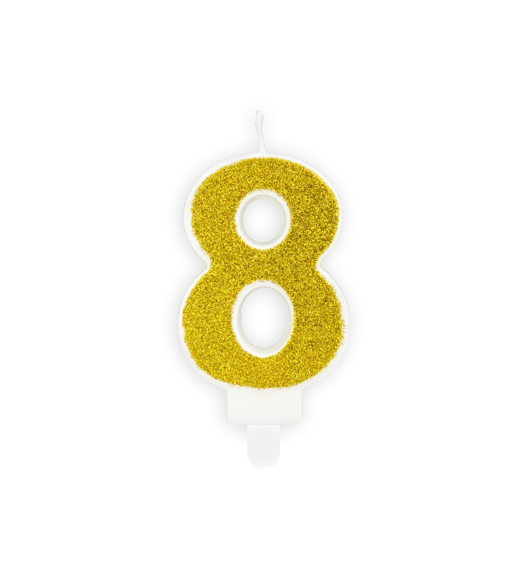 Zlatá svíčka ve tvaru čísla 8