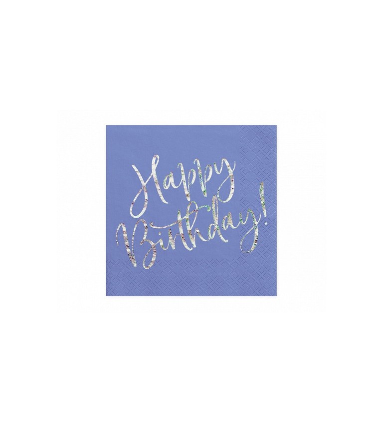 Ubrousky Happy Birthday - světle modrý