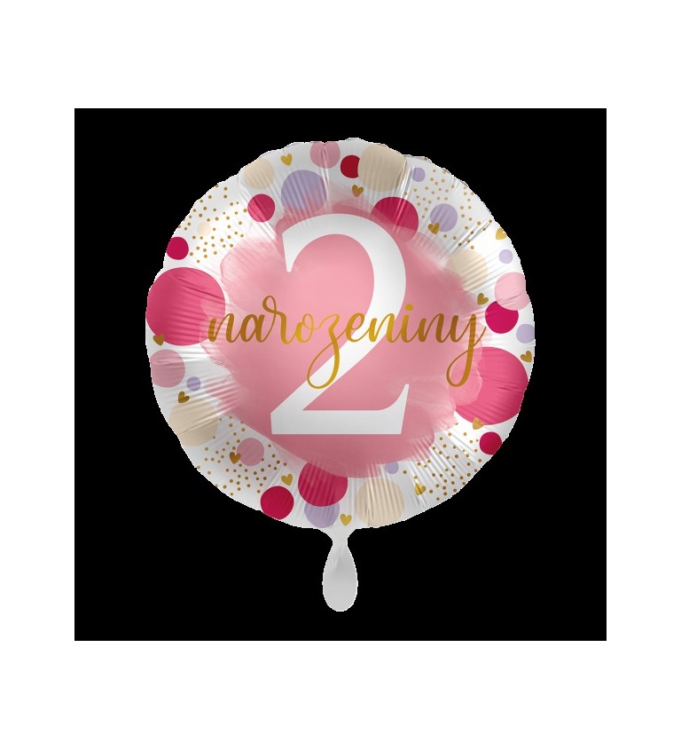Růžový fóliový balonek 2. narozeniny