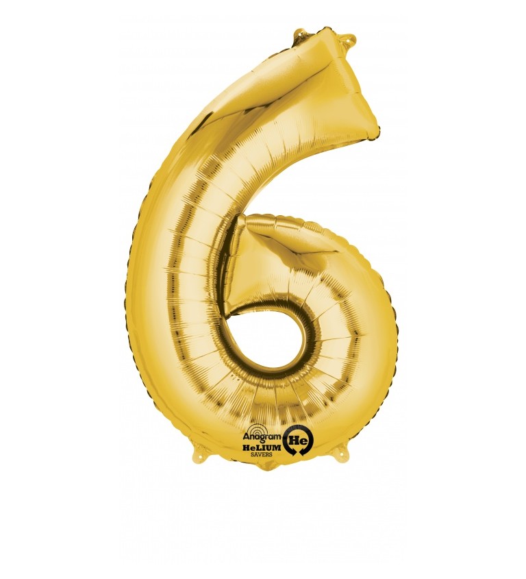 Zlatý mini fóliový balónek " 6 "