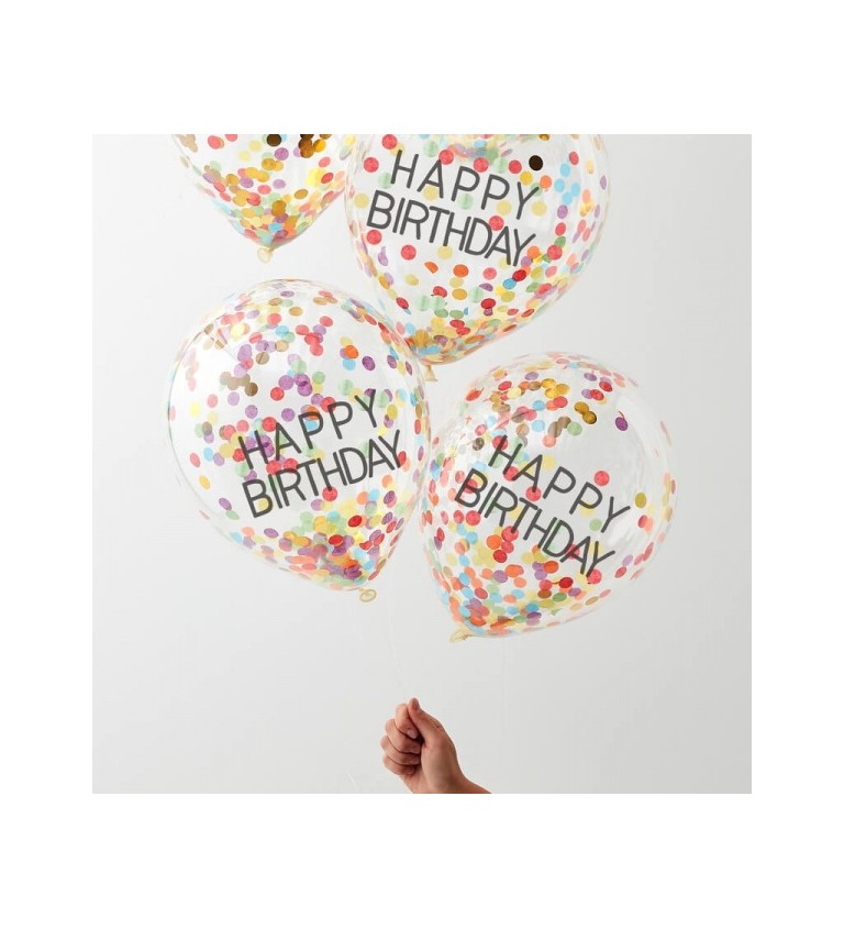 Balón s konfetami - Všechno nejlepší k narozeninám