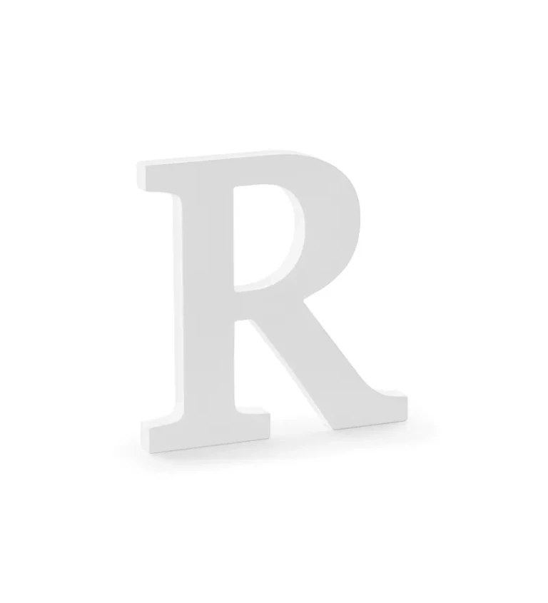 Dřevěné písmeno R v bílé barvě